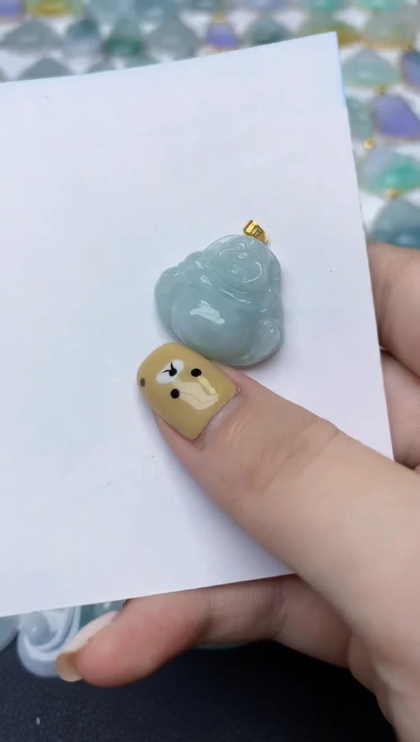 翡翠18K金镶嵌颈饰天然翡翠A货