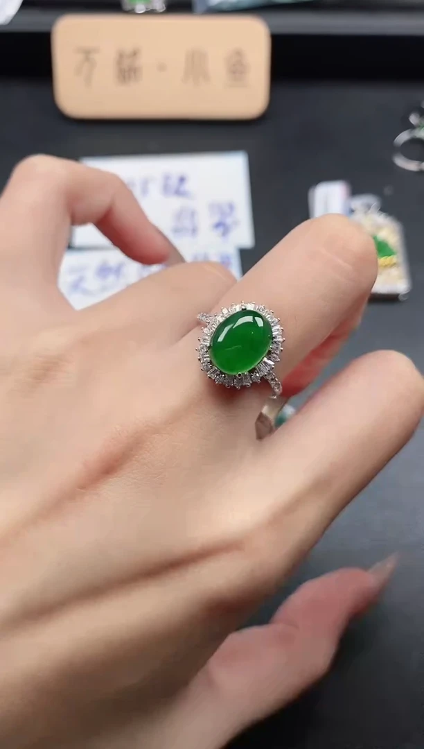 银S925镶嵌戒指翡翠51511
