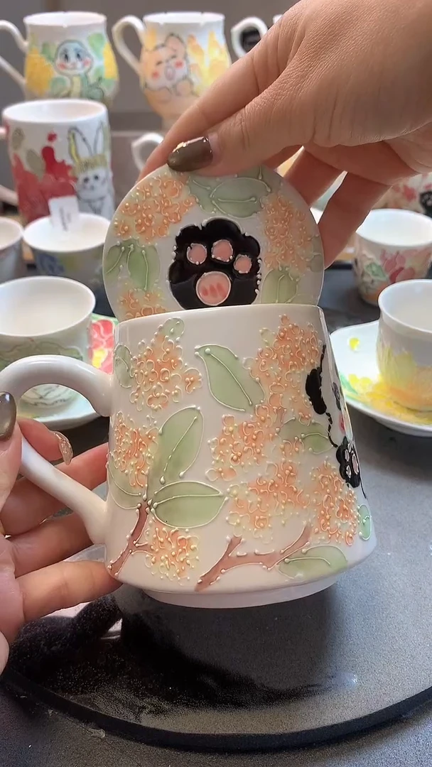 一味*手绘*秋日富贵杯