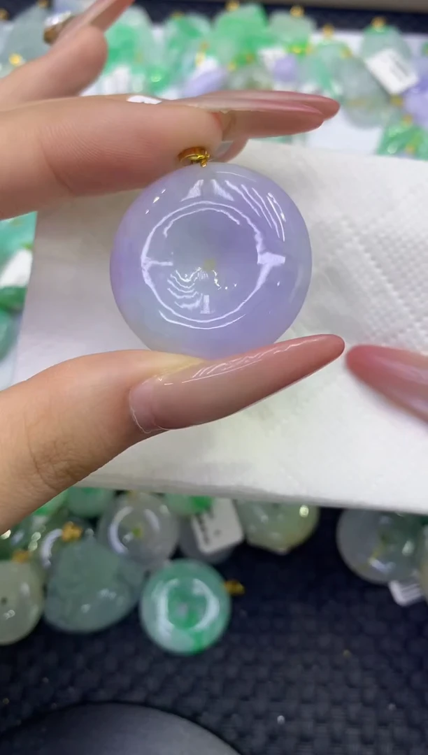 颈饰18K金镶嵌翡翠天然缅甸A货翡翠