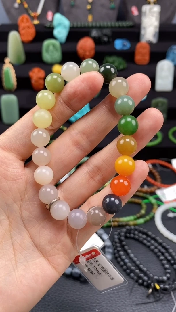 手串未镶嵌和田玉10mm多宝圆珠手串