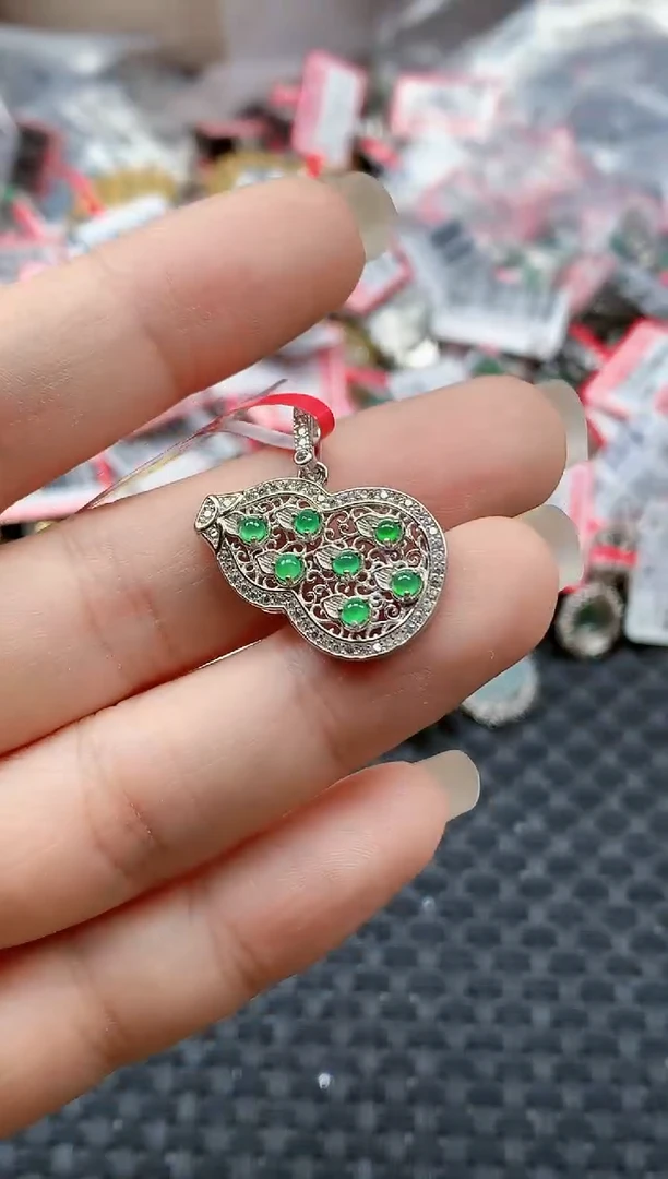 银S925镶嵌戒指翡翠天然A货缅甸翡翠