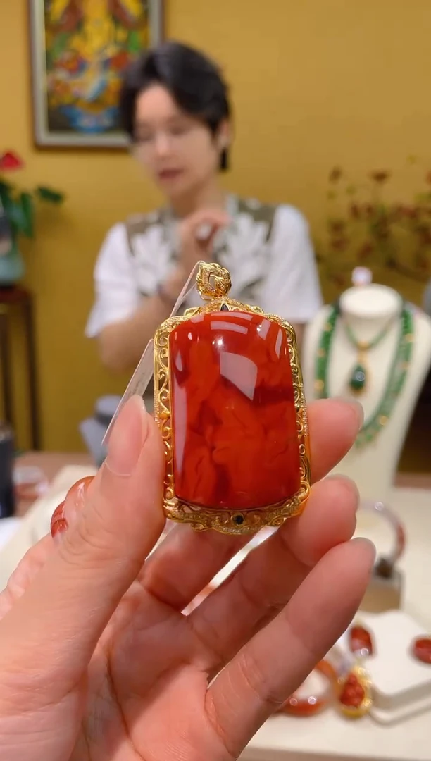 颈饰18K金镶嵌南红玛瑙3@@DF50928009