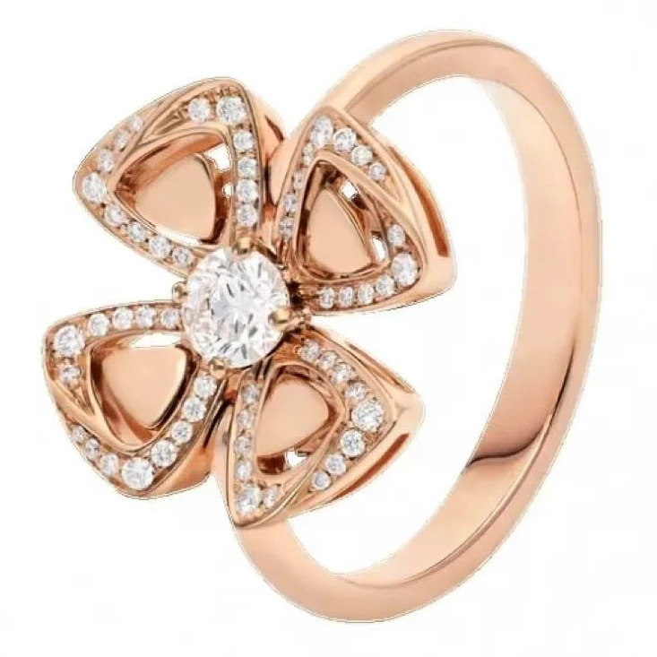 99新 BVLGARI/宝格丽  Fiorever咏绽系列51号戒指  玫瑰金镶钻