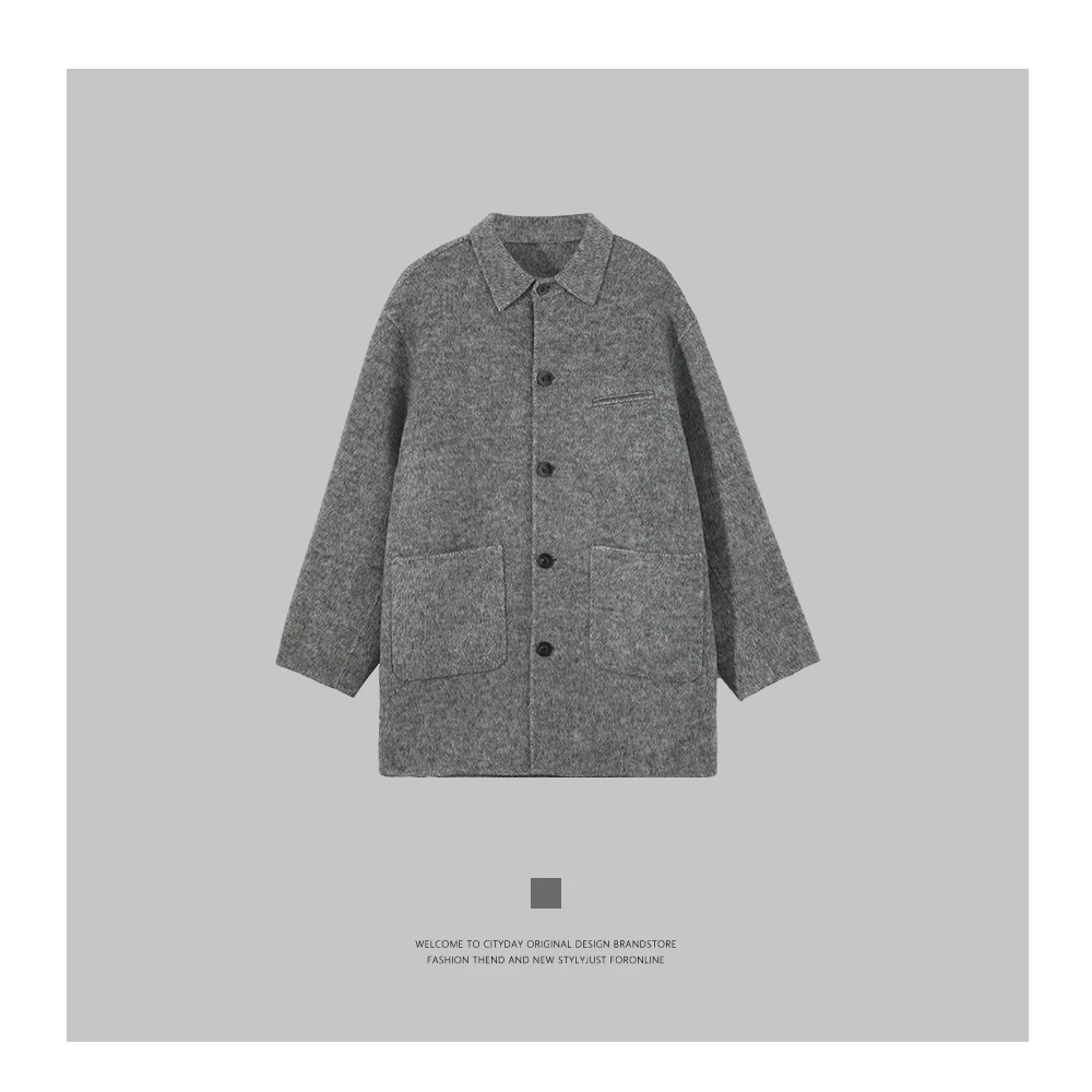 CityDay【楠哥】气场老钱 静奢羊毛双面呢廓形中长款外套 6308