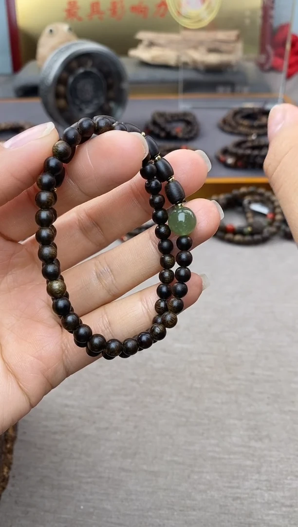 【闪购商品】沉香手串顺化紫棋05+白棋8颗 双圈沉水