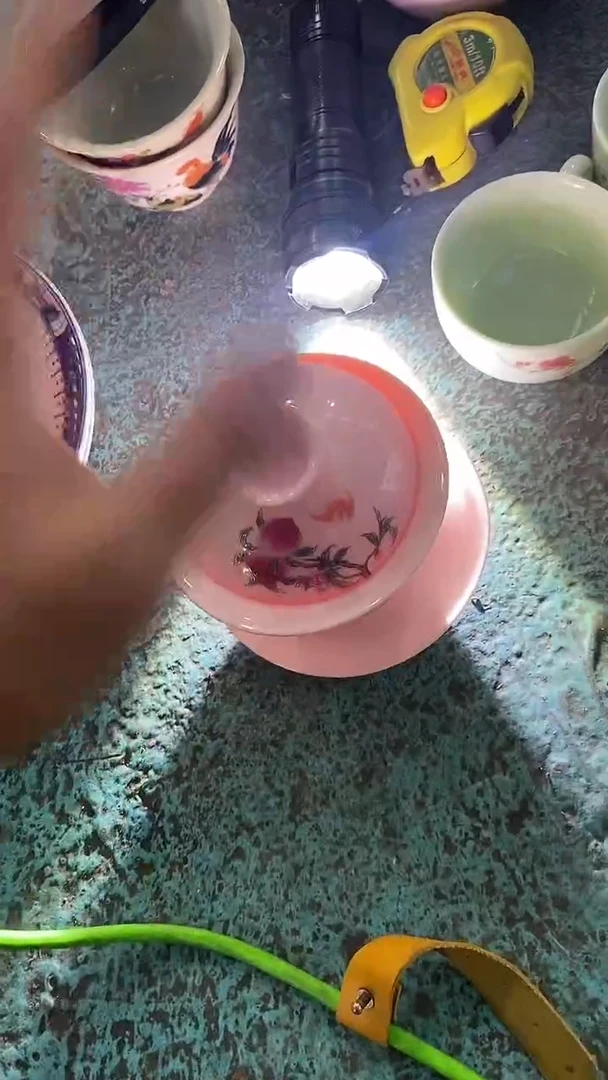 摆件陶红稀土寿桃三才盖碗