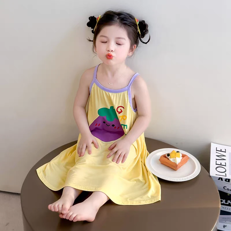 女童吊带睡裙夏季2025新款家居服莫代尔女宝宝睡衣女孩儿童空调服