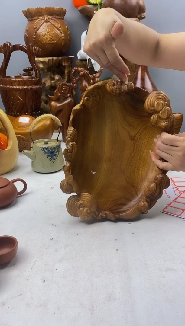 香樟木31香樟木实木灵芝果盆