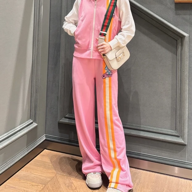 未使用 GUCCI/古驰 古驰兔子刺绣竖织带春季长袖松紧腰长裤春秋