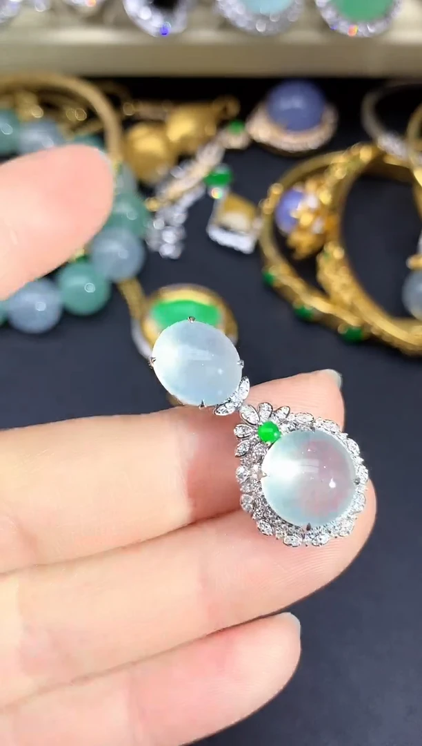 颈饰18K金镶嵌翡翠463-雪姐翡翠天天见