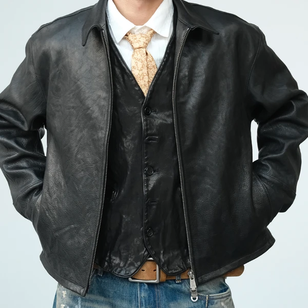 【玩世不恭•马皮】NEIGBORL钊叔制美式潮流复古立领马皮机车夹克