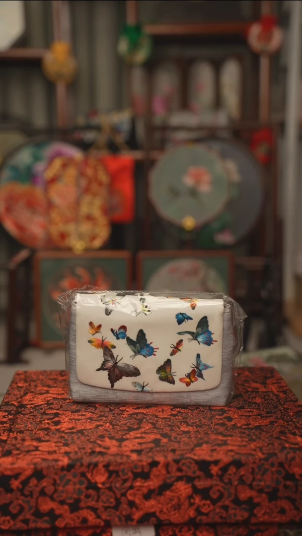 扇子摆件摆台双面绣花