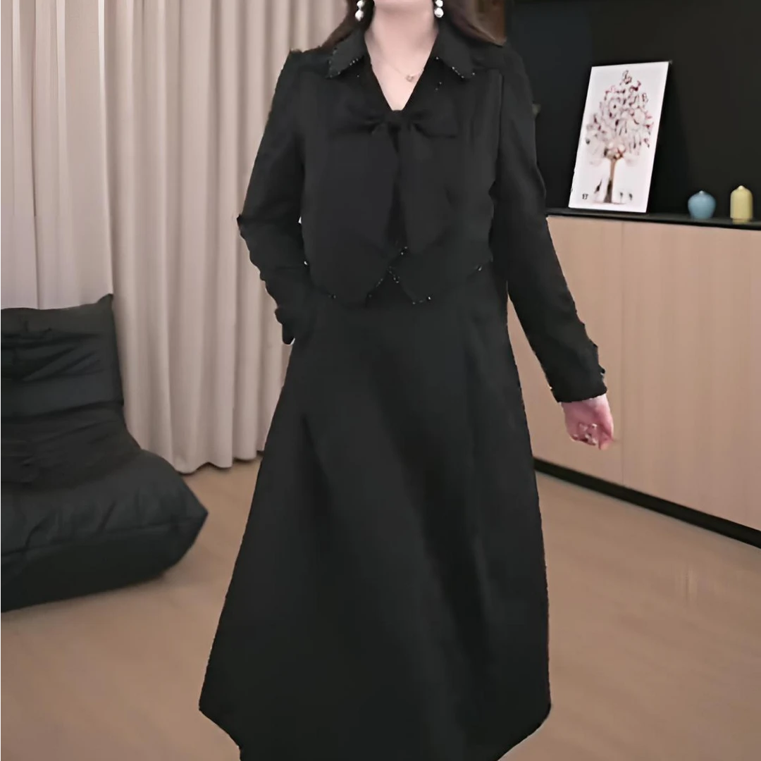 【直播爆款】240斤胖妹妹大码女装春季通勤气质黑色礼服连衣裙显瘦