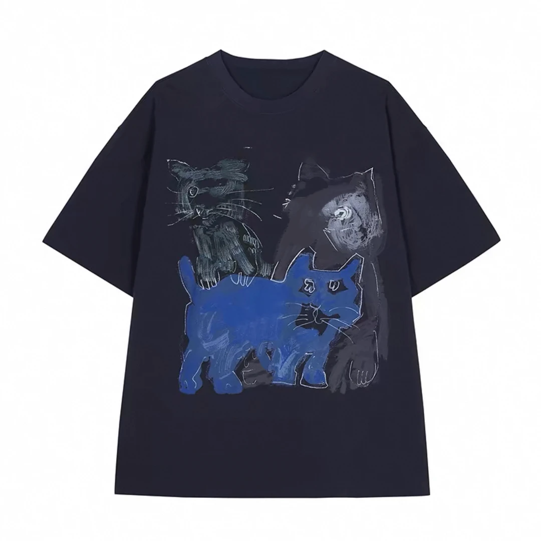 【】猫咪印花短袖T恤 892
