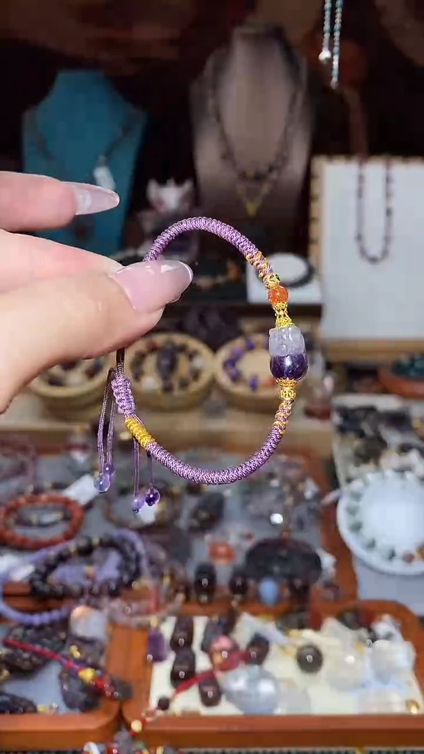 未镶嵌颈饰水晶紫极光貔貅手绳