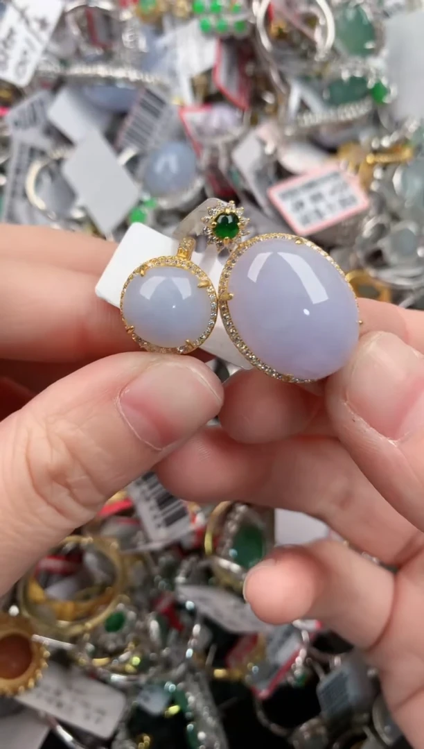 银S925镶嵌戒指翡翠444---3