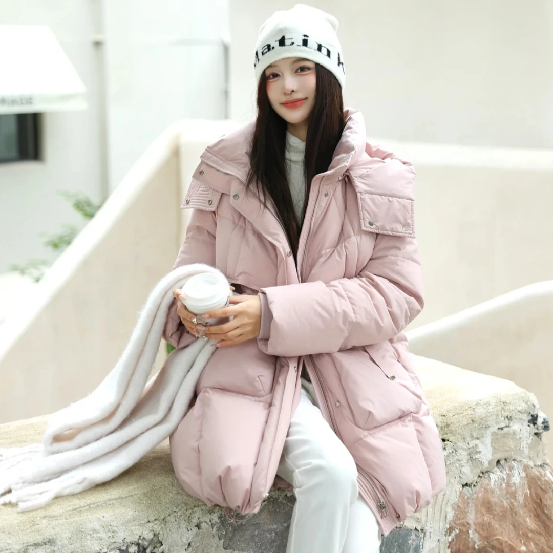 （假一赔三）冬季长款韩版保暖时尚百搭连帽羽绒服1083/AP