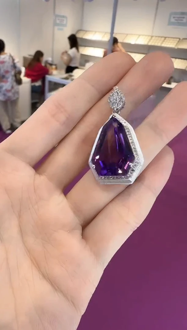 颈饰银S925镶嵌紫晶35ct