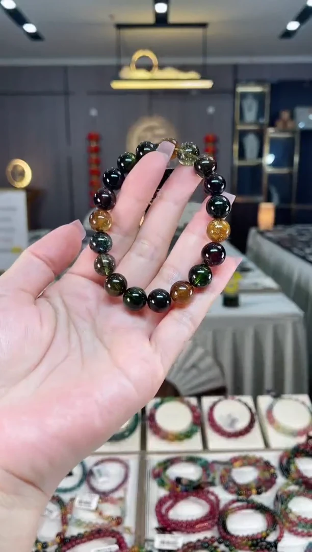 未镶嵌冰透体老矿碧玺黑糖单圈手串10mm+碧玺hon多样性发一条