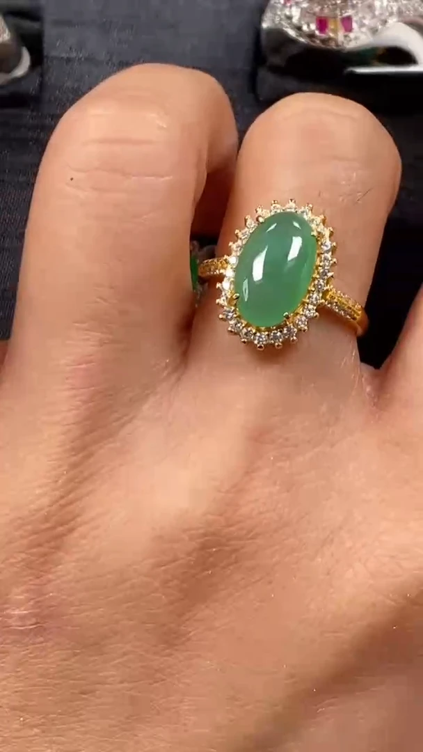 【闪购商品】翡翠戒指银S925镶嵌9348