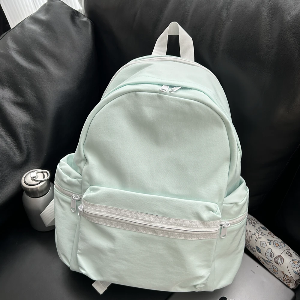 小众日系新款纯色大容量双肩包高中大学生书包14寸电脑包春游背包