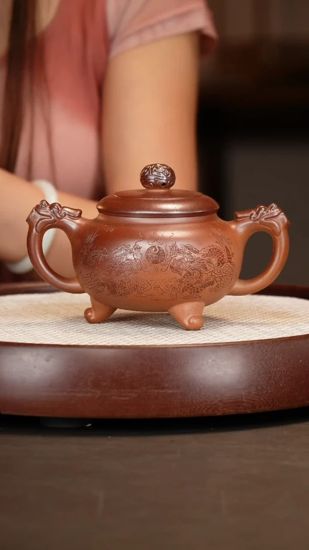茶壶紫砂【张赦棠】龙窑一号双龙戏珠   400CC