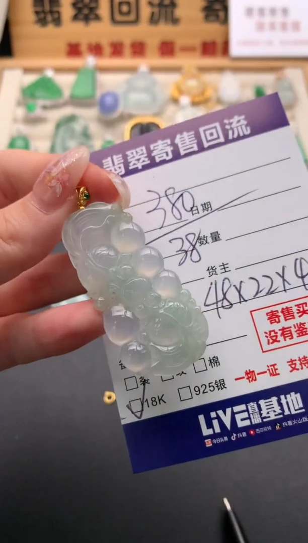 翡翠18K金镶嵌颈饰10135185