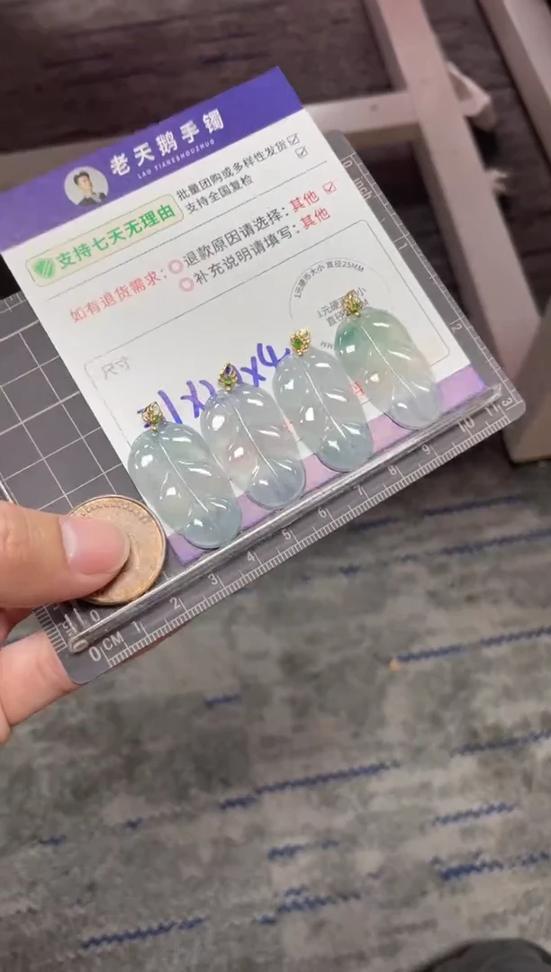 18K金镶嵌挂件翡翠叶子F5配绳/多样性发其一ZBCP