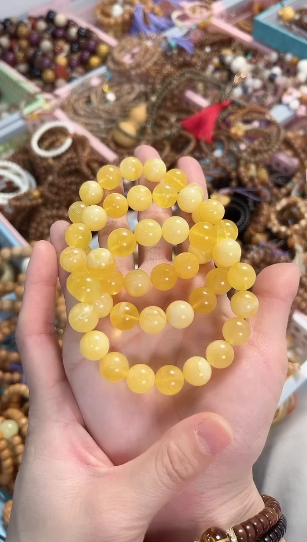 手串蜜蜡未镶嵌蜜蜡圆珠手串 多样性发其一