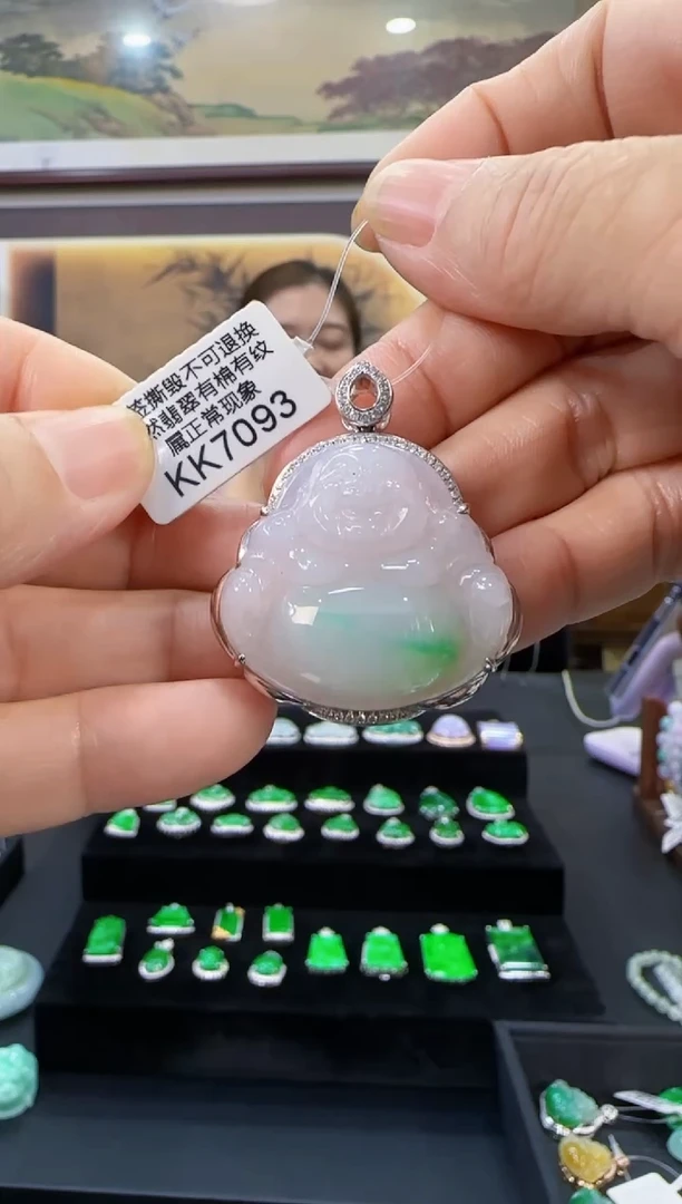 颈饰18K金镶嵌翡翠KK7093佛公