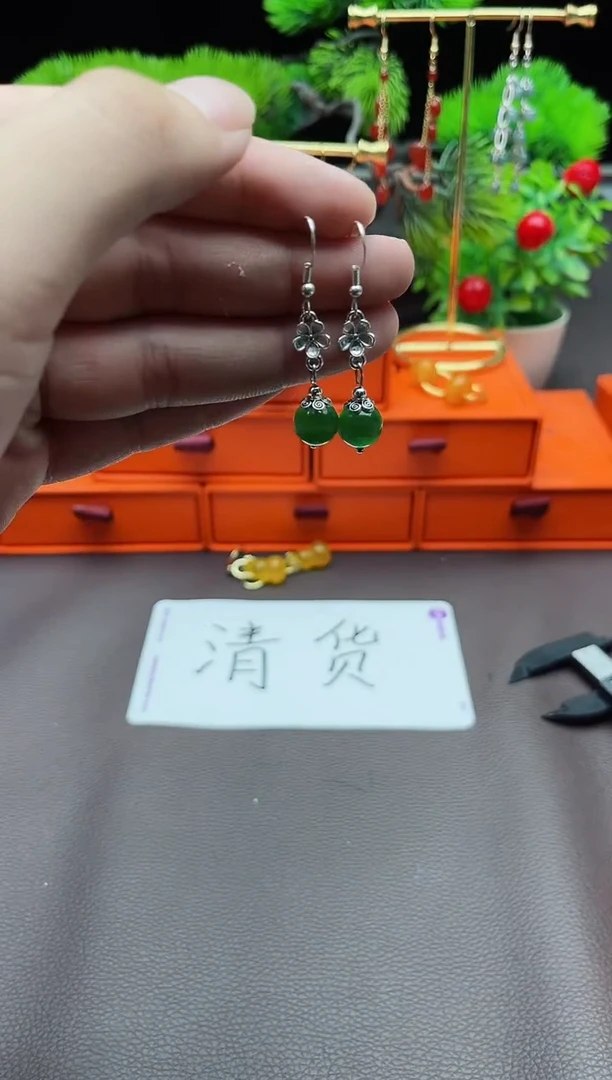 玛瑙/玉髓耳饰银S925镶嵌212