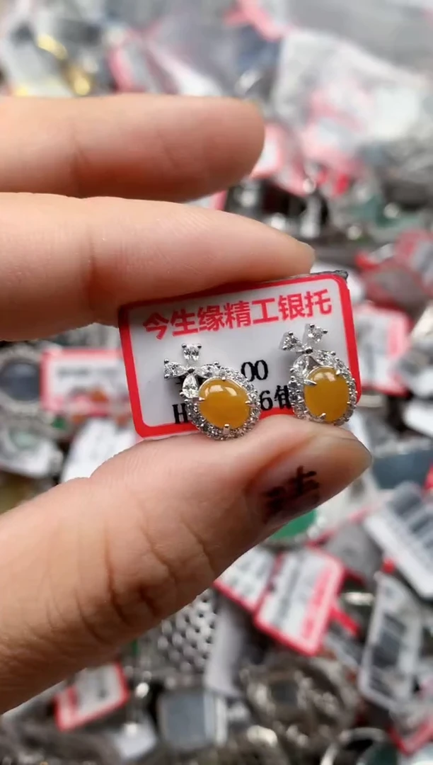 银S925镶嵌戒指翡翠天然A货缅甸翡翠