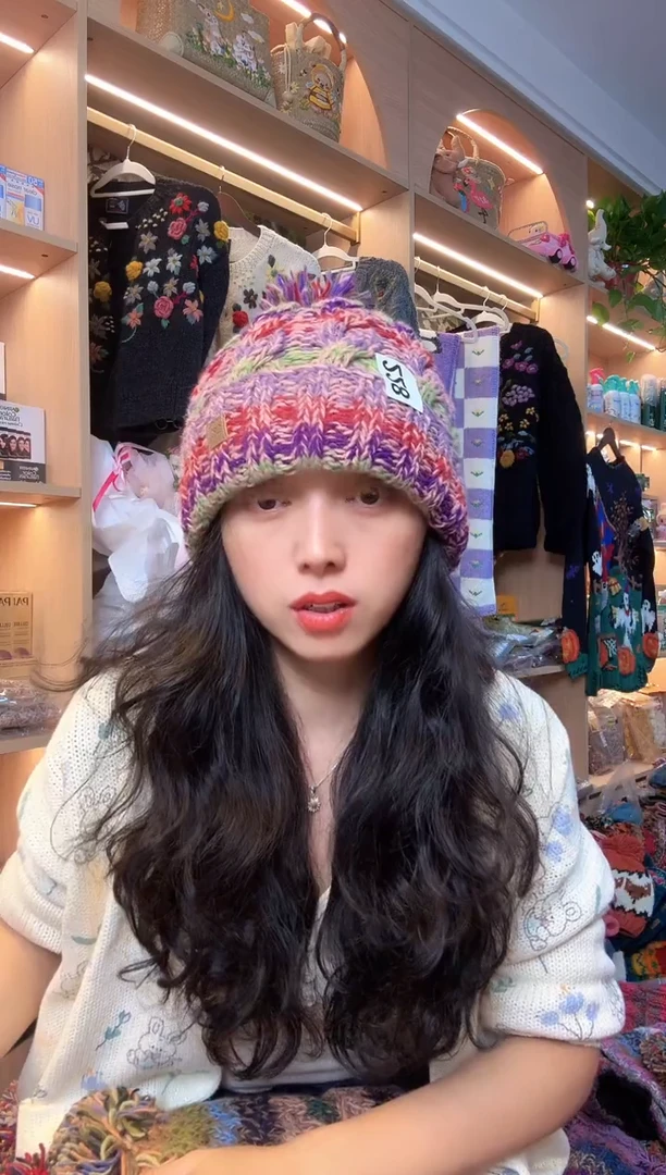 山羊毛天**芝羊毛钩织帽228