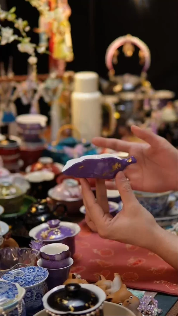 【闪购商品】紫色大漆茶则紫色大漆茶则