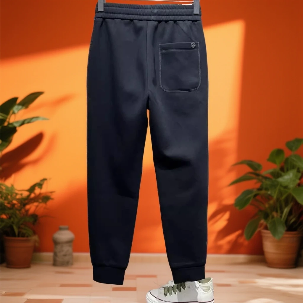 潮牌冬季加绒加厚休闲裤子男士黑色束脚卫裤哈伦裤痞帅运动男裤