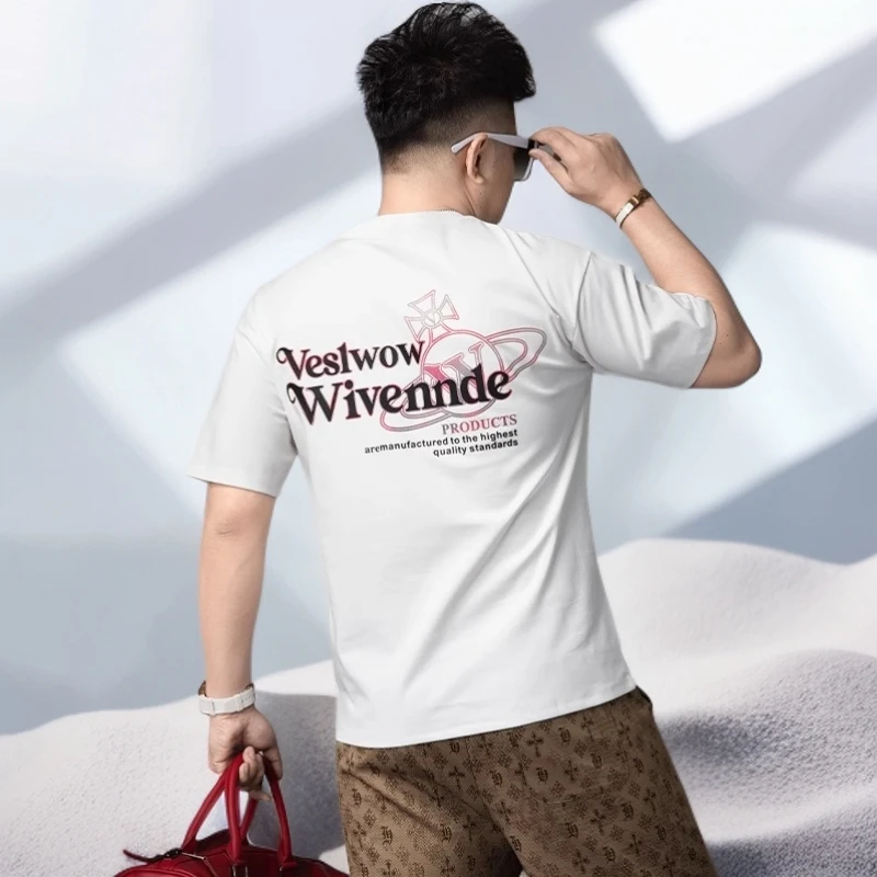 宾斯洛特新款男士宽松短袖T恤夏季时尚潮牌圆领休闲体恤上衣夏款