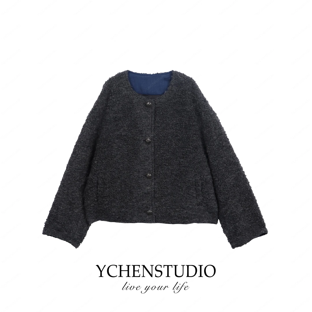 YCS【情书】冬季新款宽松法式小香风羽绒拼色外套CS1514