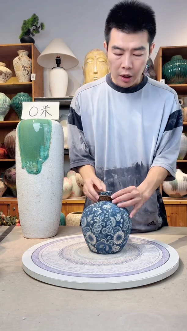 瓶陶瓷花瓶  福利  青花麻绳小号  不装水