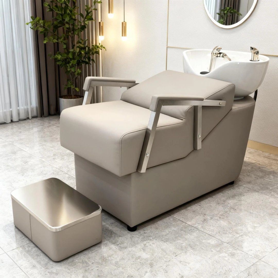 07半躺式洗头床陶瓷盆发廊专用美发沙龙理发店冲水床