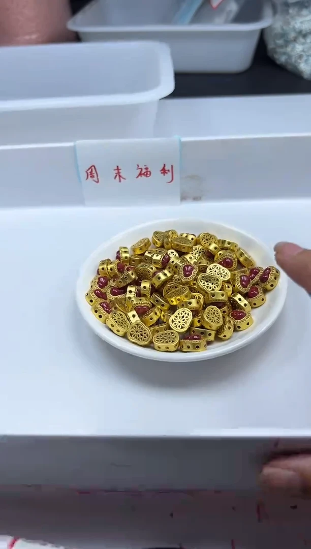 颈饰银S800镶嵌南红玛瑙x591锦红南红葫芦隔珠*2个