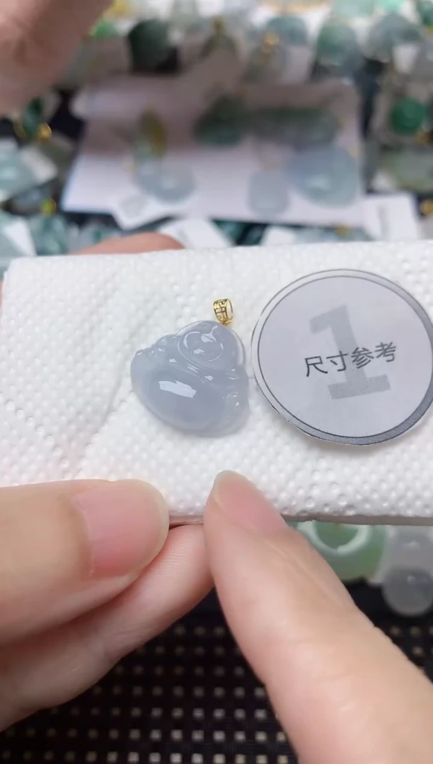 颈饰18K金镶嵌翡翠天然缅甸A货翡翠