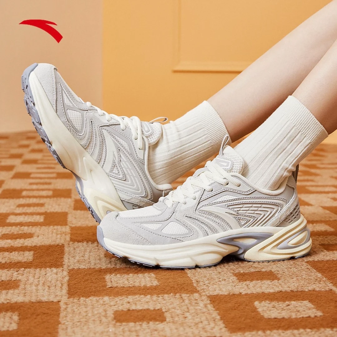 安踏千禧冰河丨复古潮流老爹鞋情侣款男女轻便百搭密网透气休闲鞋