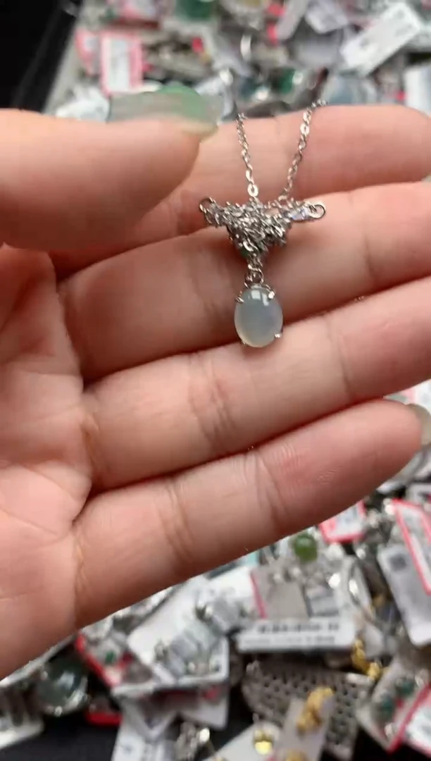 银S925镶嵌戒指翡翠天然A货缅甸翡翠