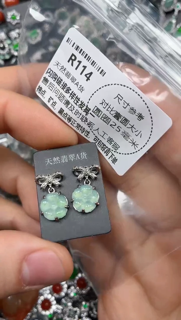 颈饰未镶嵌翡翠R114耳钉