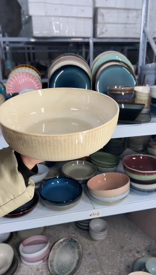 陶瓷外贸尾货瑕疵满20包邮X大汤盆明显瑕疵