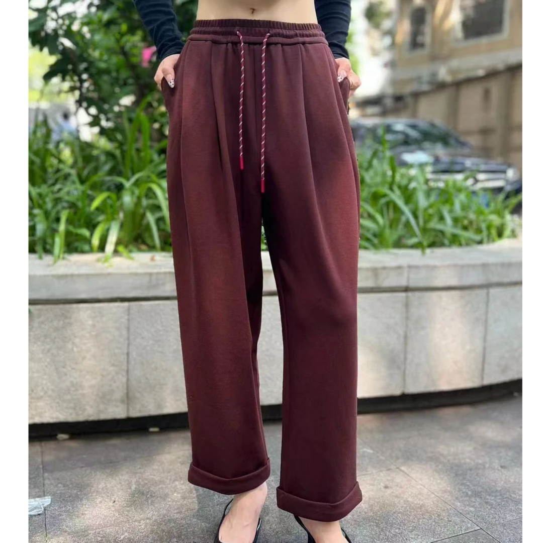 【锦衣服饰】QYMZ  720韩系卷边休闲抽绳哈伦裤