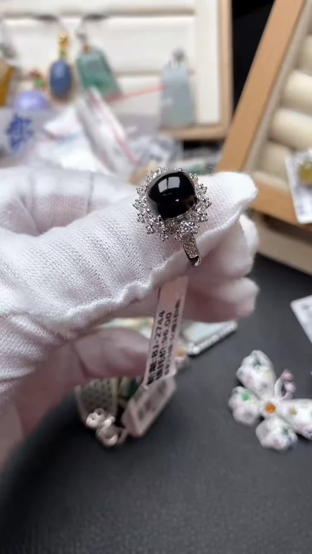 银S925镶嵌戒指翡翠1