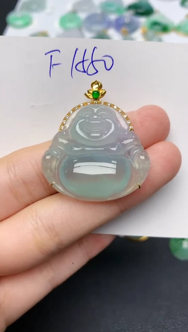 颈饰18K金镶嵌翡翠天然缅甸A货翡翠百元以上9元证书费自理