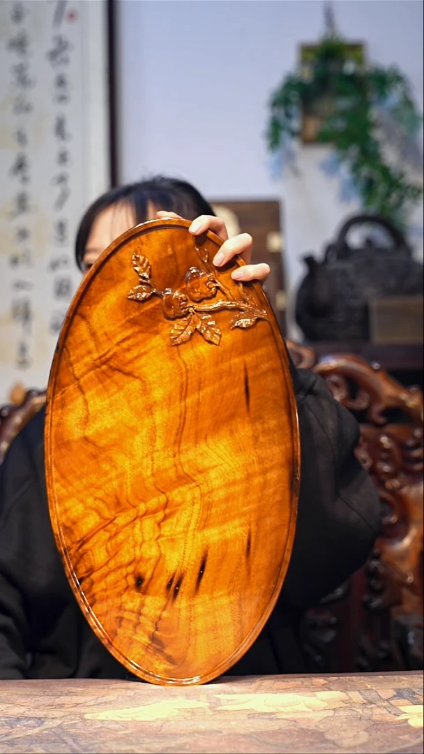 金丝楠【45】可改干/湿泡款 精品满花 一木整雕 纯干金丝楠茶盘